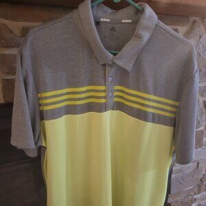 Men’s Adidas Polo Shirt 2XL Neon Yellow Gray Athletic Golf